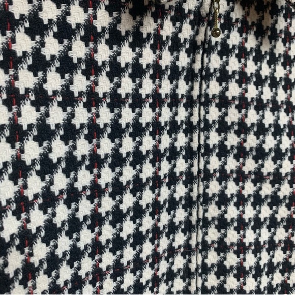 TanJay Jacket houndstooth Wool Long Sleeves Full Zip Coat Women Size 14 - Picture 3 of 8